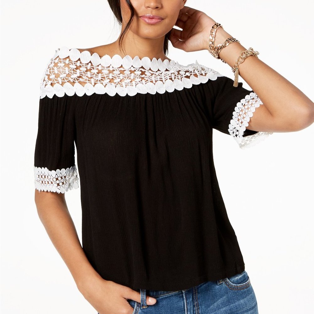 INC | Crochet-Trim Off-The-Shoulder Top | XXL